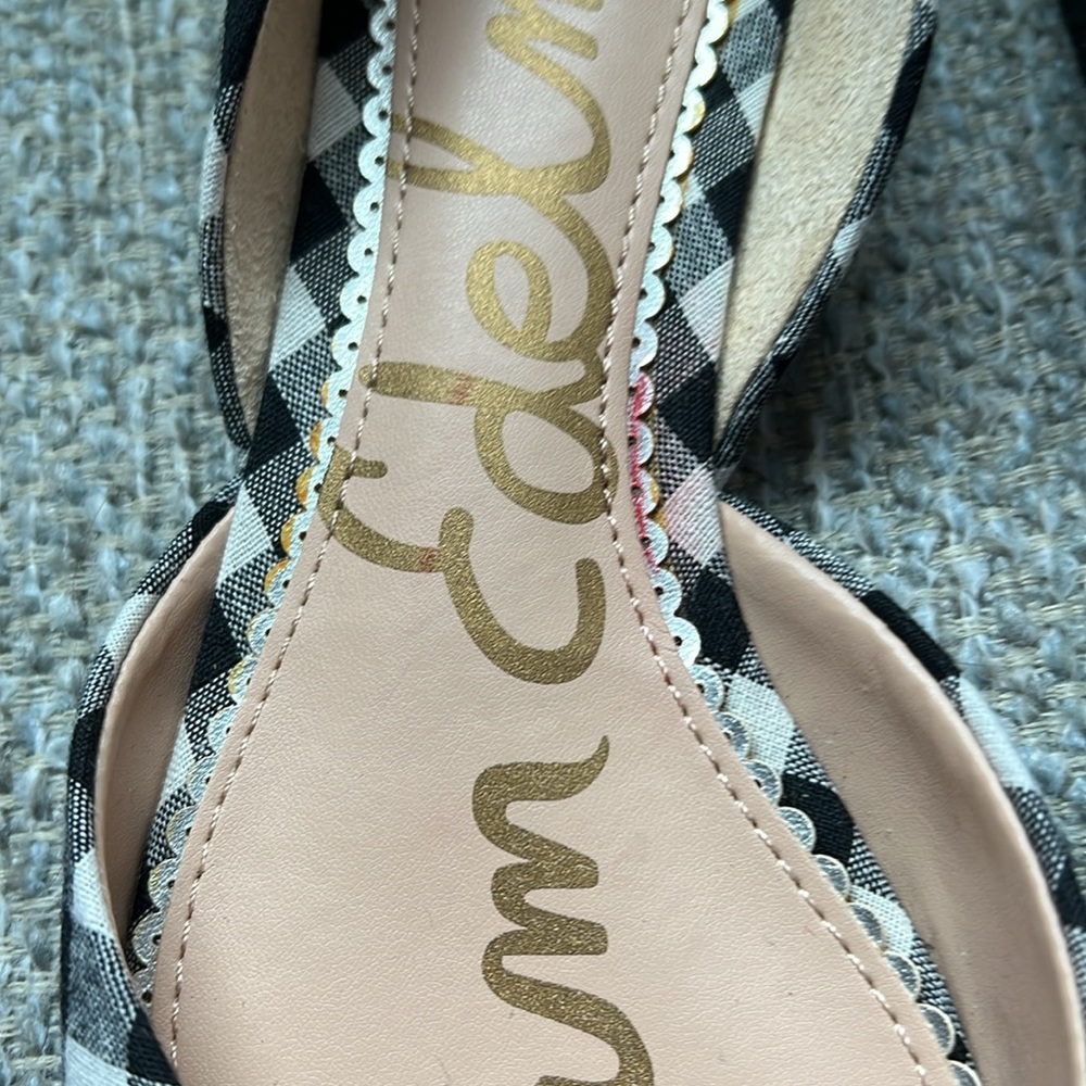 Sam Edelman Black and White Gingham Pointed D'Orsay Flats - Picture 3 of 7